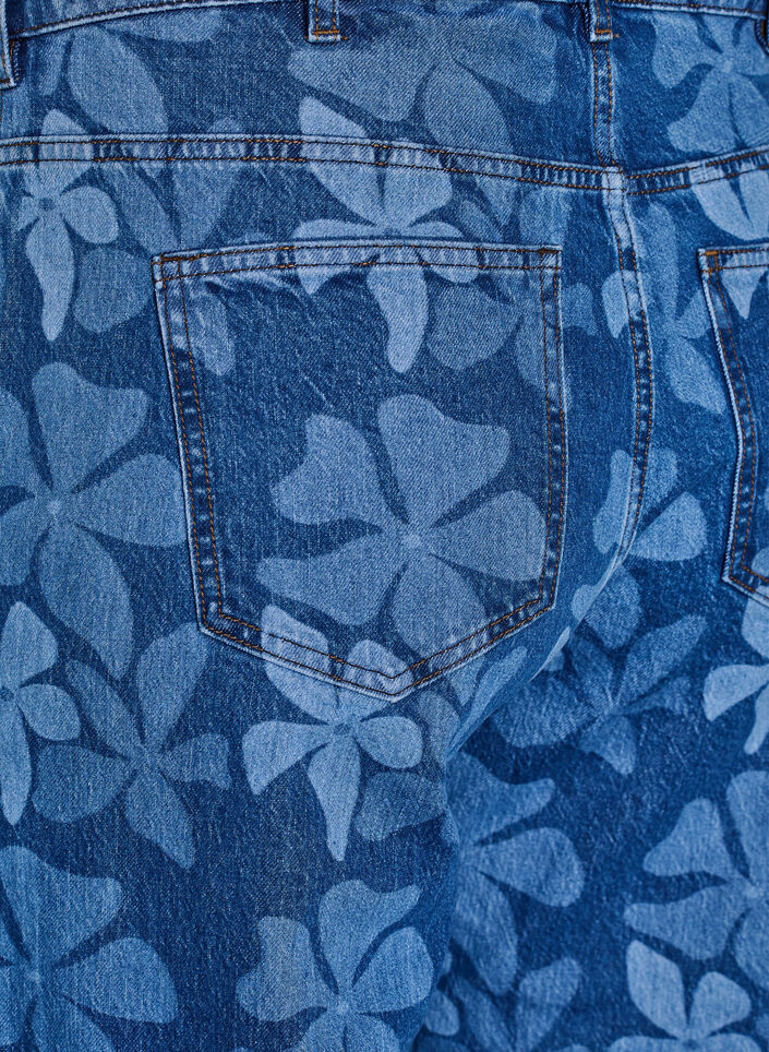 Myra jeans i blomstret denim med wide fit, Bl&aring;, Packshot image number 3