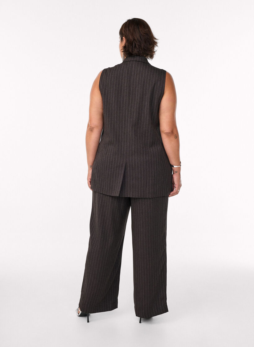 Bukser med vide ben og høj talje, Brun, Model image number 1