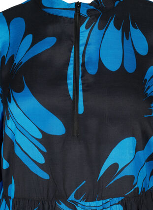 Printet viskose tunika med lynlås, Dark Blue AOP, Packshot image number 2