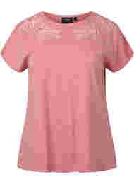 Bomulds t-shirt med blad print, Old Rose W. Leaf