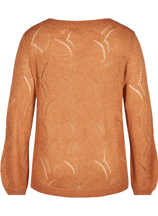 Mønstret strikbluse med uld, Amber Brown MEL, Packshot image number 1