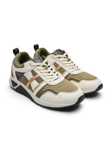 Wide fit sneakers, Army Green/Rose Gold, Packshot image number 2