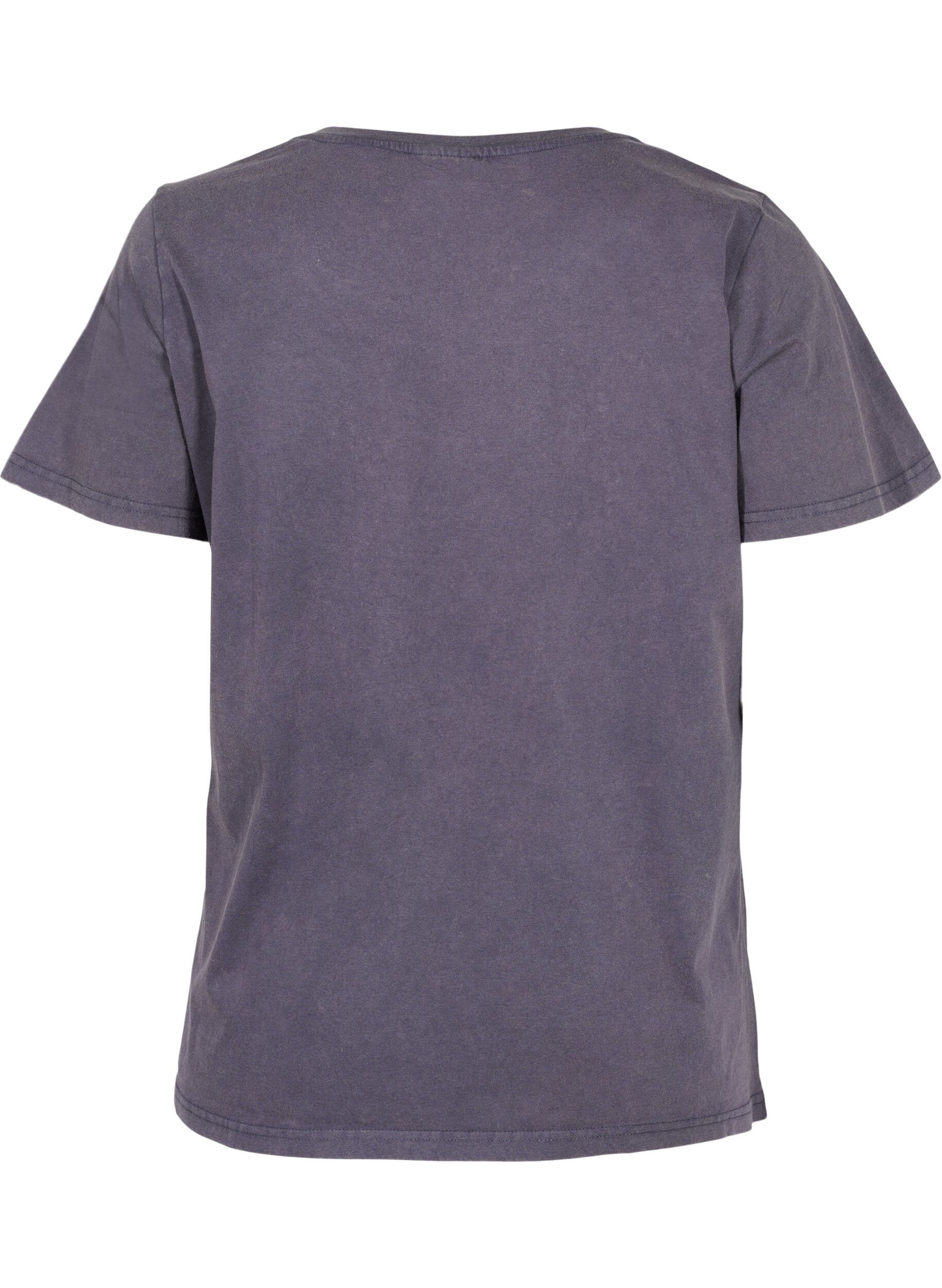 Zizzi Bomulds t-shirt med acid wash og sten , Dark Grey Wash, Packshot image number 1
