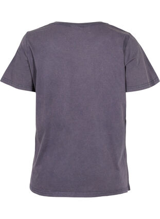 Bomulds t-shirt med acid wash og sten , Dark Grey Wash, Packshot image number 1