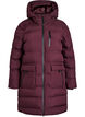 Pufferfrakke med hætte og lommer, Mørk Bordeaux, Packshot image number 0