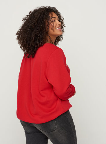 Jule sweatshirt med pailleter, Tango Red, Model image number 1