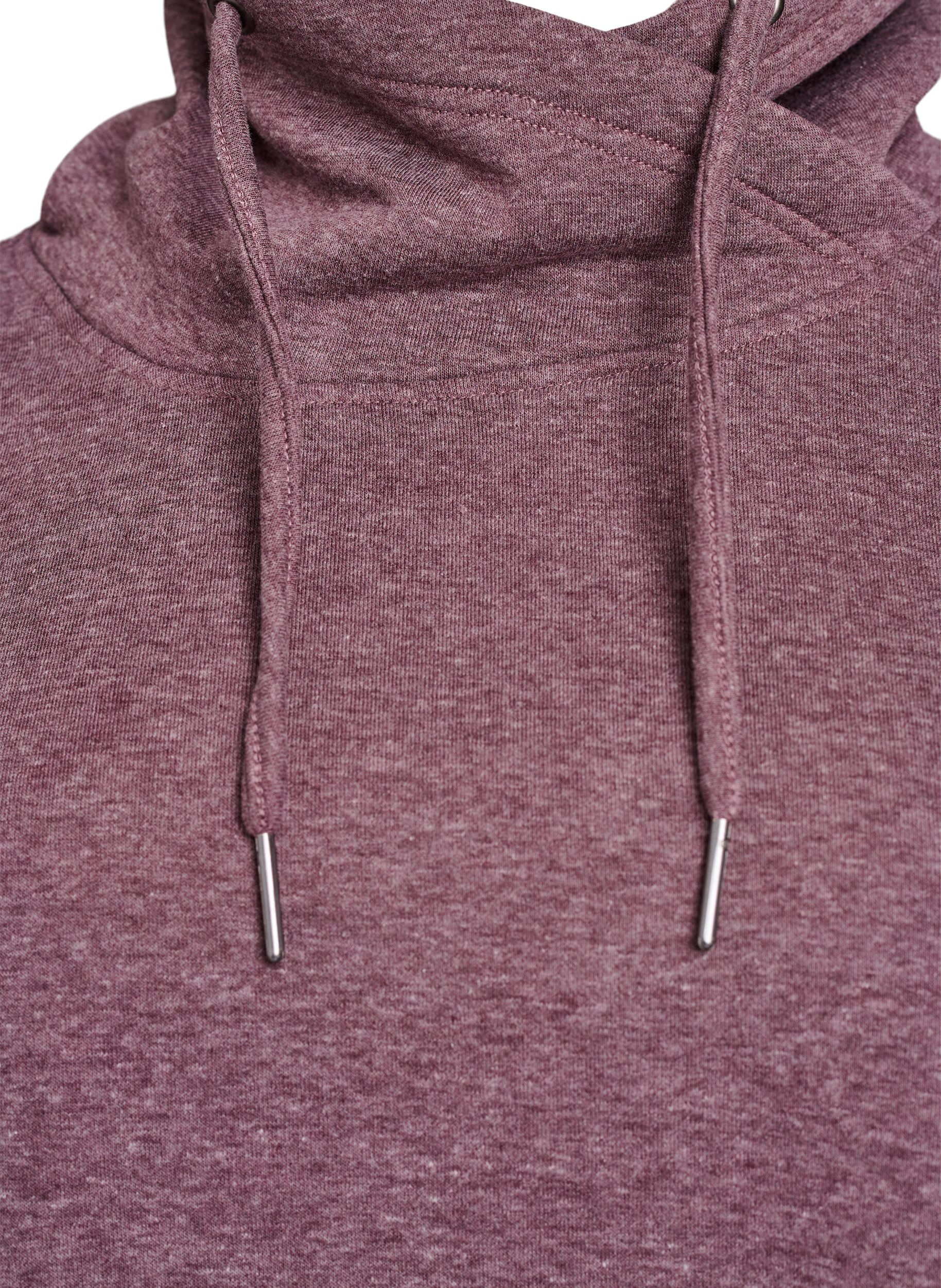 ZizziSweatshirt med h&oslash;j krave og lommer, R&oslash;d, Packshot image number 2