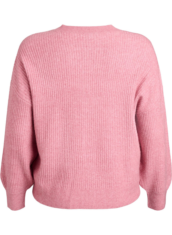 Ribstrikket cardigan med knapper, Lyser&oslash;d, Packshot image number 1