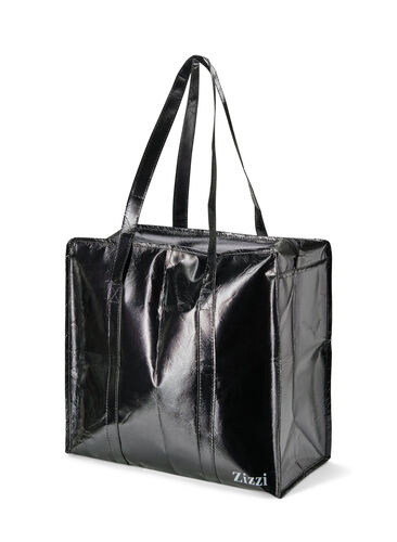 Shoppingbag med lynlås, Black, Packshot image number 0