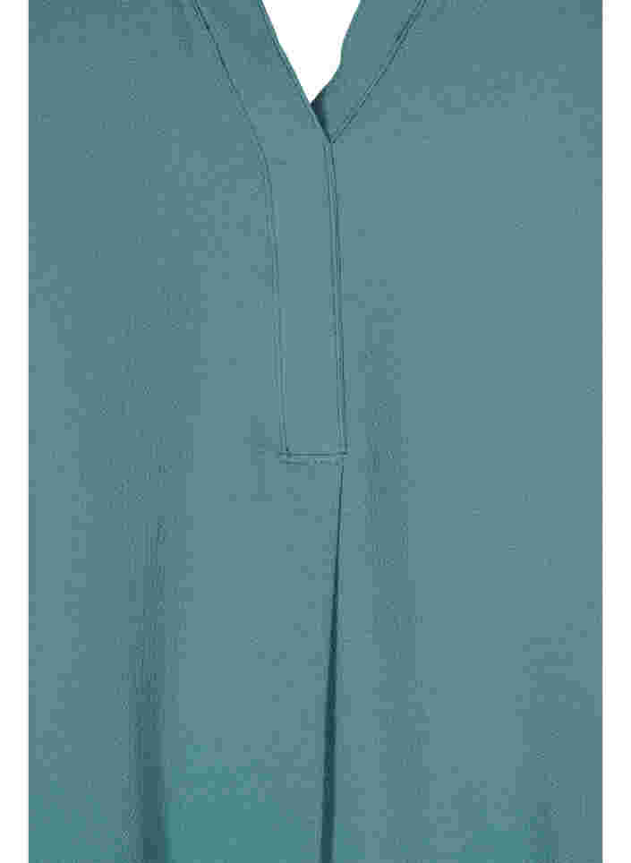 Kortærmet bluse med v-udskæring, Mallard Green, Packshot image number 2