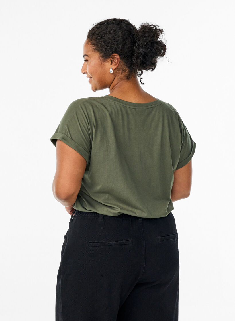 Kort&aelig;rmet t-shirt i bomuldsblanding, Gr&oslash;n, Model image number 2