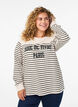 Sweatshirt med striber og tekstprint, Beige, Model image number 0