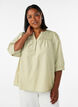 Bluse med smock og 3/4-&aelig;rmer, Gr&oslash;n, Model image number 0