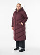 Lang pufferfrakke med h&aelig;tte og lommer , M&oslash;rk Bordeaux, Model image number 0