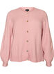 Cardigan i bl&oslash;d strik med guldfarvede knapper, Lyser&oslash;d, Packshot image number 0