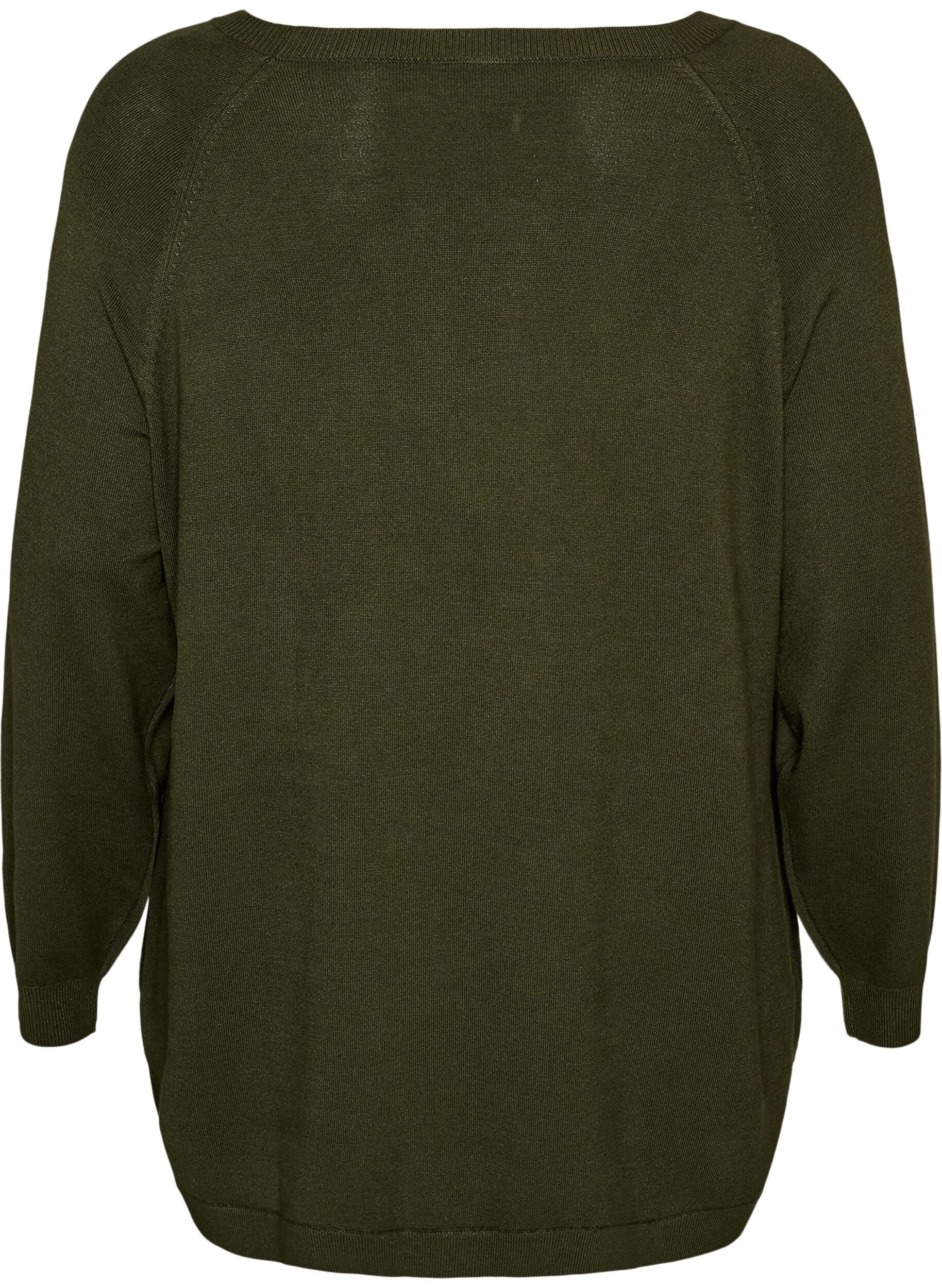ZizziStrikbluse med knapper i siden, Gr&oslash;n, Packshot image number 1