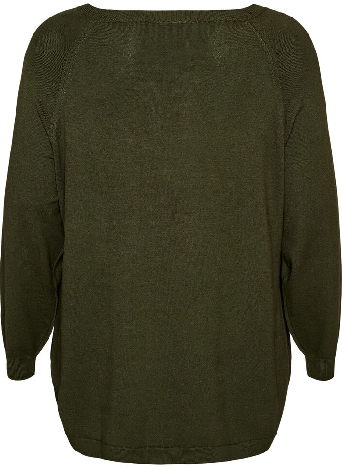 Strikbluse med knapper i siden, Gr&oslash;n, Packshot image number 1