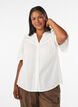 Bluse i bomuld med dekorative b&aring;nd, Vanilla, Model image number 0