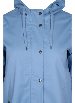Kort parka jakke med hætte og justerbar bund, Blue Shadow, Packshot image number 2