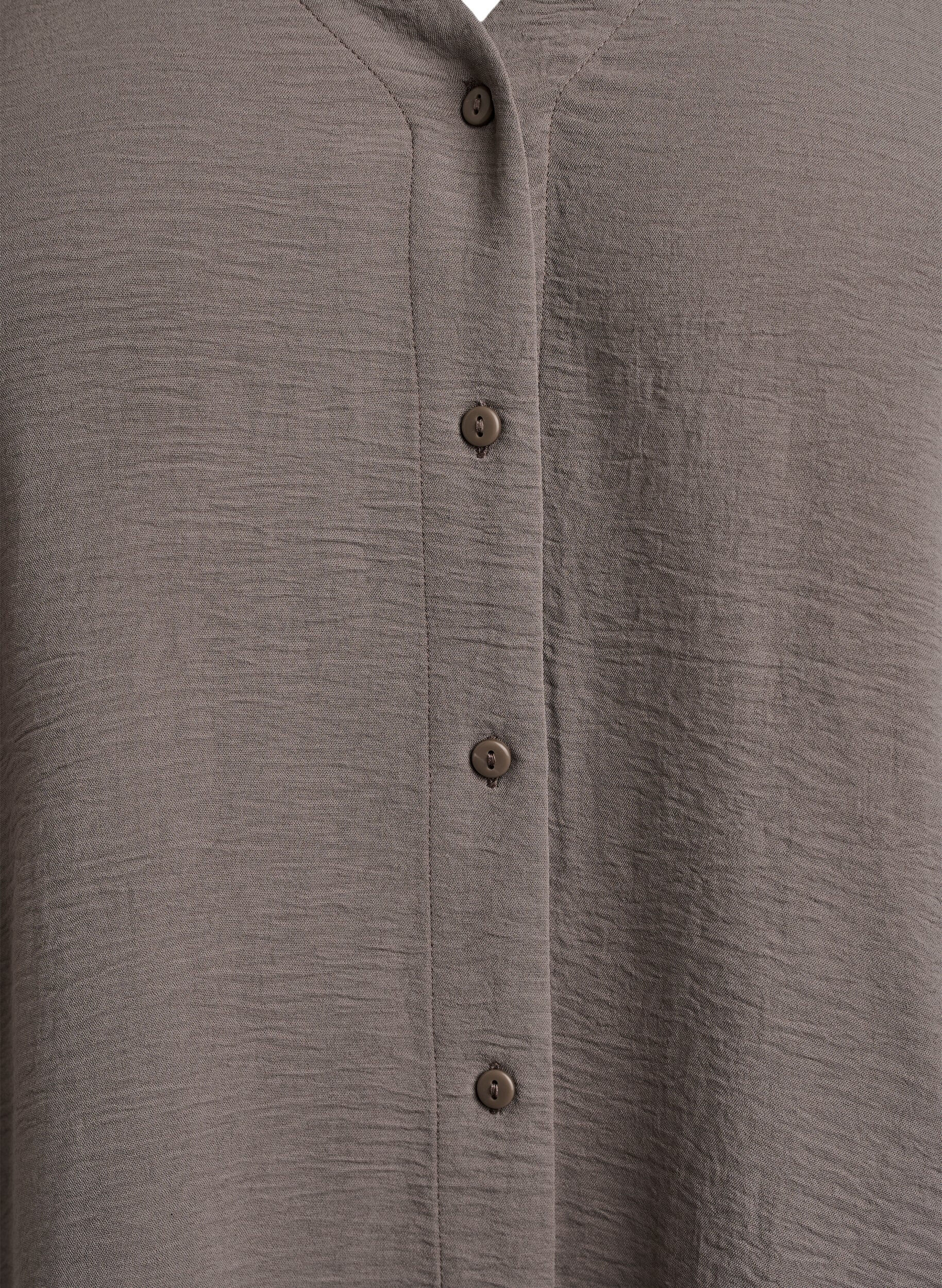 ZizziSkjortebluse med V-udsk&aelig;ring og 3/4-&aelig;rmer, Beige, Packshot image number 2