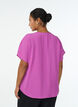 Bluse med korte &aelig;rmer og rund halsudsk&aelig;ring , Lilla, Model image number 2