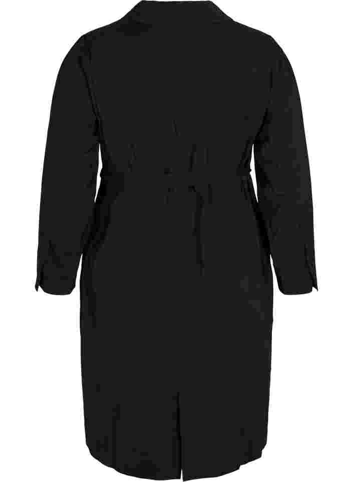 Viskose kjole med knapper og bælte, Black, Packshot image number 1