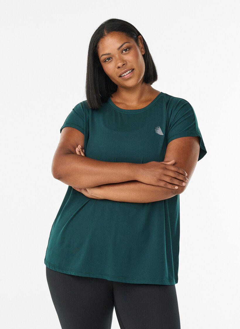 Ensfarvet tr&aelig;nings t-shirt, Gr&oslash;n, Model image number 0