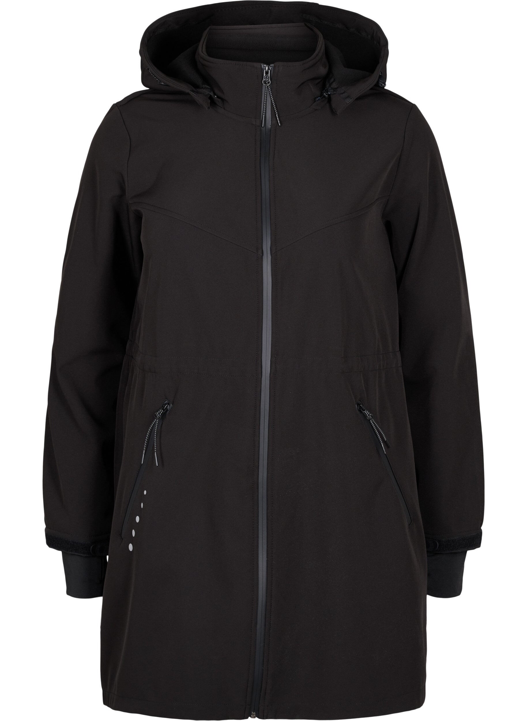 Zizzi Softshell jakke med tilh&oslash;rende fleecevest, Black Solid, Packshot image number 0