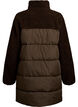 Mellemlang pufferjakke med teddyfleece, Brun, Packshot image number 1