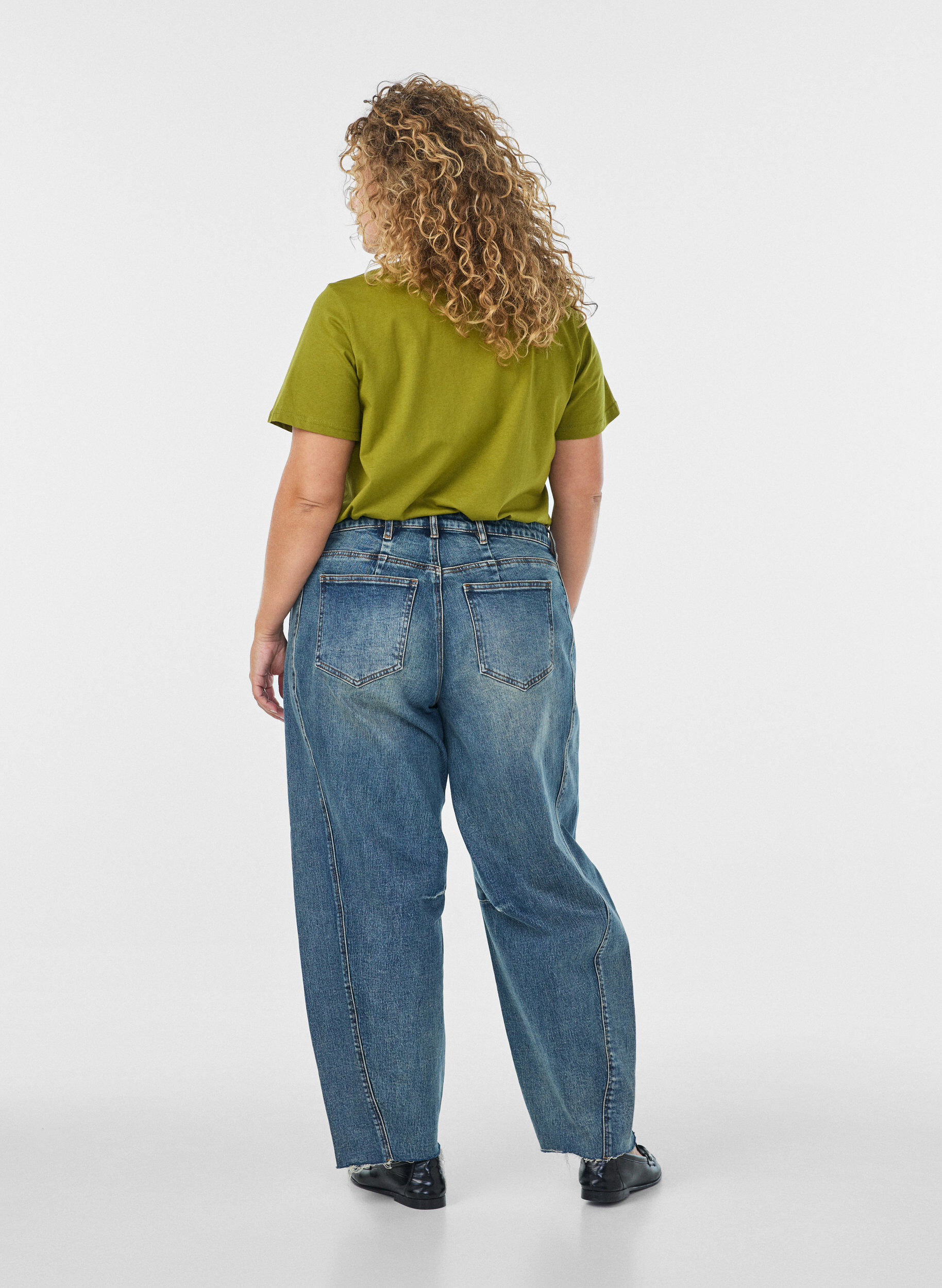 ZizziT-shirt i bomuld med tekstbadge, Gr&oslash;n, Model image number 2