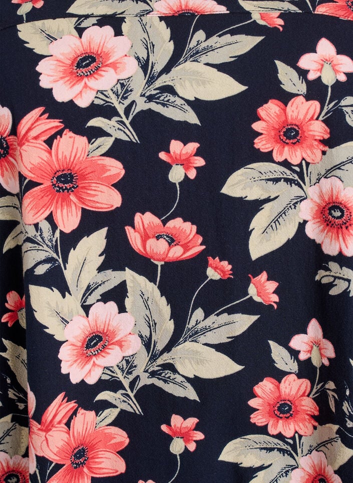 Kortærmet bomuldskjole med print, Blå, Packshot image number 2