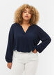 Ensfarvet bluse med v-hals, Navy Blazer, Model image number 0
