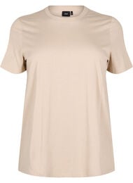 Basis t-shirt i bomuld med rund hals , Beige