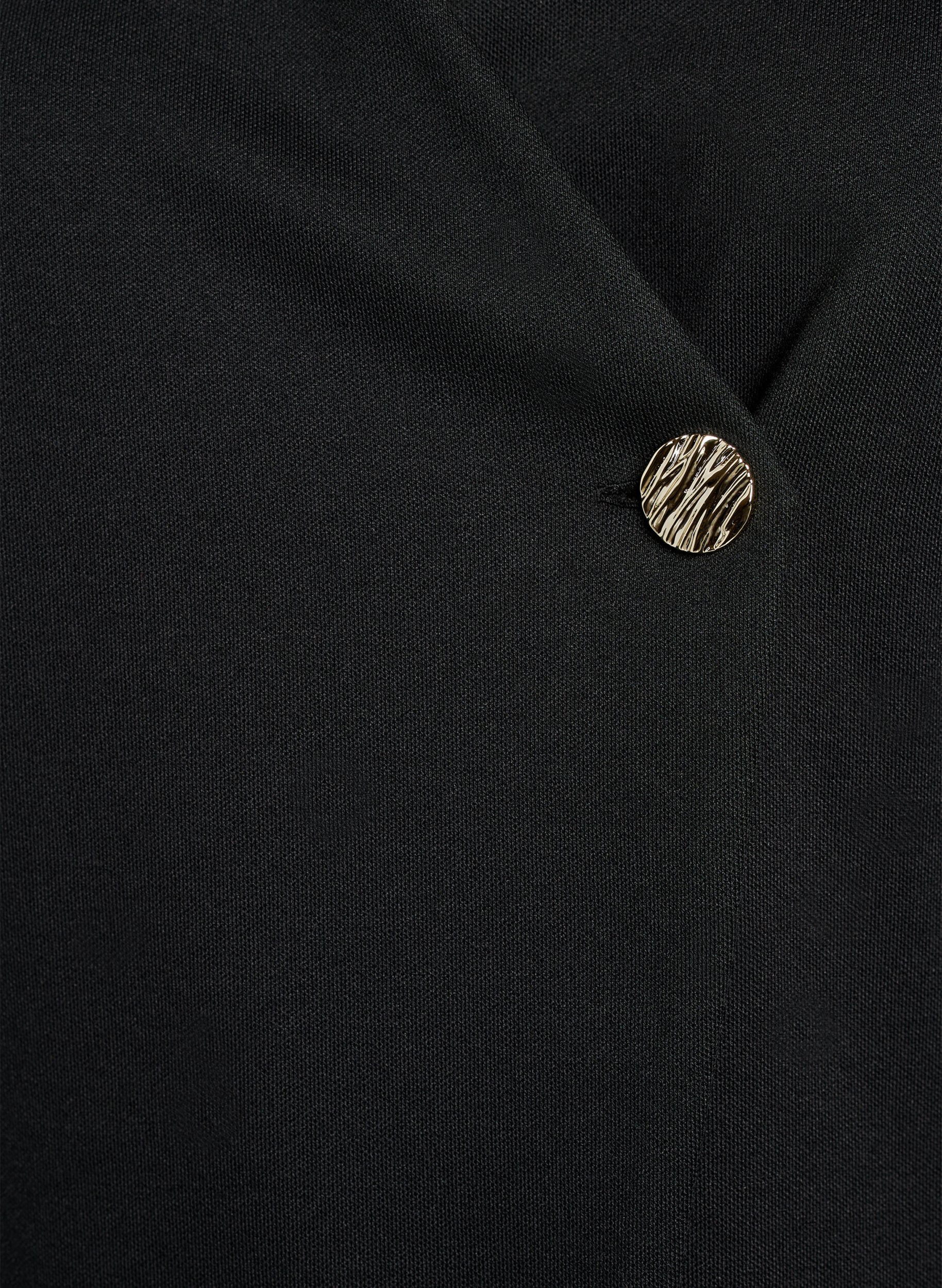 Zizzi Bluse med asymmetrisk sl&aring;-om effekt og korte &aelig;rmer, Sort, Packshot image number 2