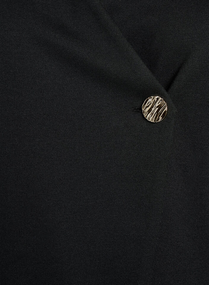 Bluse med asymmetrisk sl&aring;-om effekt og korte &aelig;rmer, Sort, Packshot image number 2