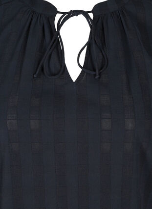 Bluse med 3/4 ærmer og bindedetalje, Black Beauty, Packshot image number 2