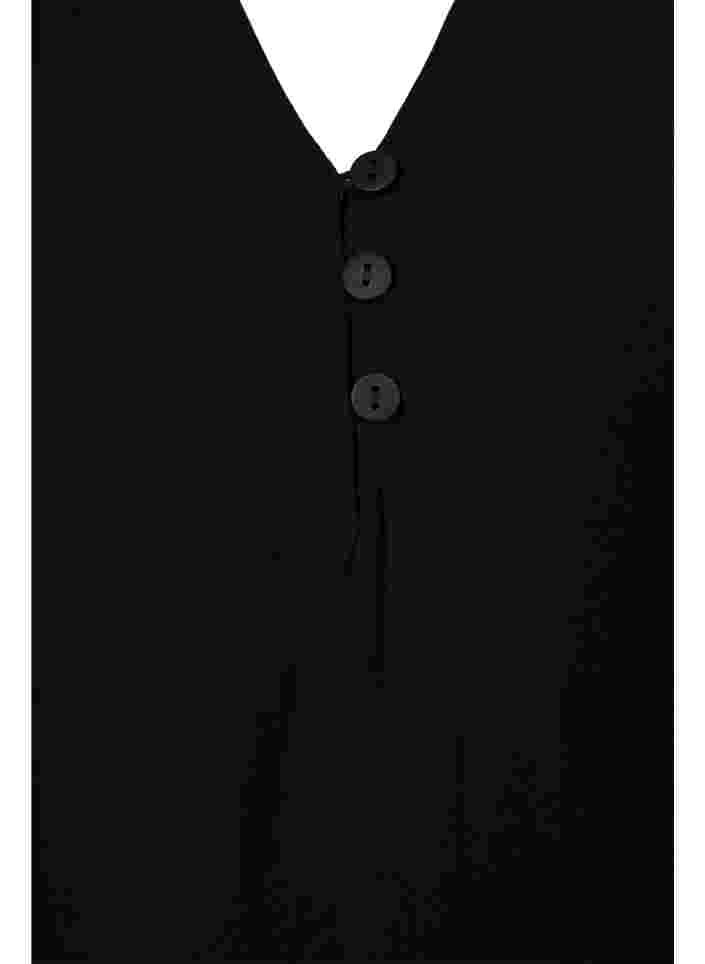 Langærmet bluse i viskosemix, Black, Packshot image number 2