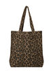 Shoppingbag i denim med leopardm&oslash;nster, Brun, Packshot image number 1