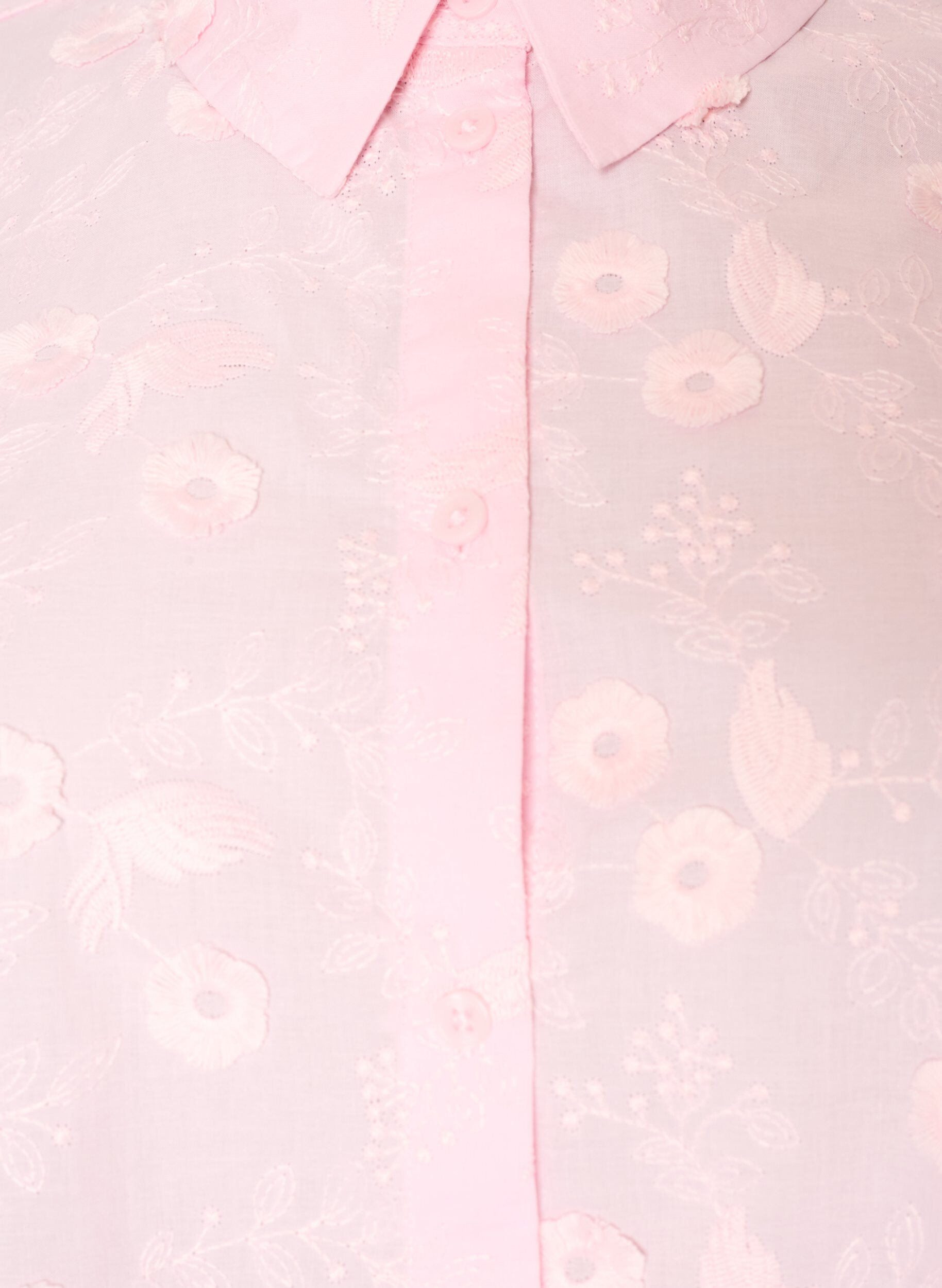 ZizziSkjorte med blomsterbroderi og brede &aelig;rmer, Lyser&oslash;d, Packshot image number 2