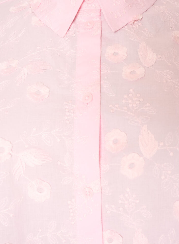 Skjorte med blomsterbroderi og brede &aelig;rmer, Lyser&oslash;d, Packshot image number 2