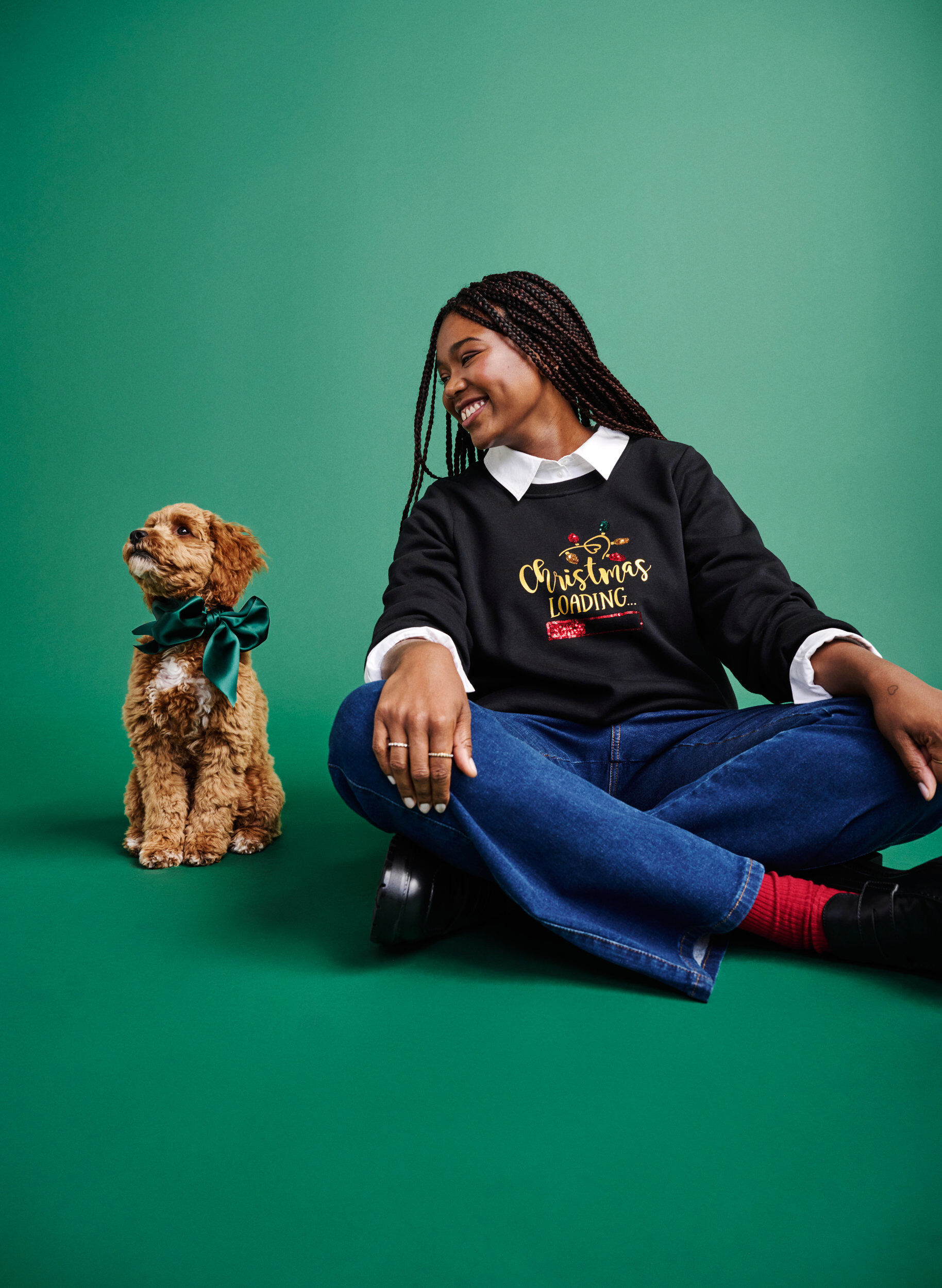 Zizzi Jule sweatshirt, Black LOADING, Image image number 0