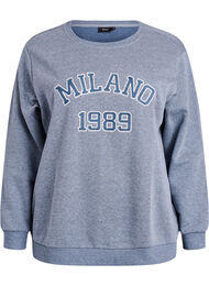 Sweatshirt med broderet Milano-motiv, Grå