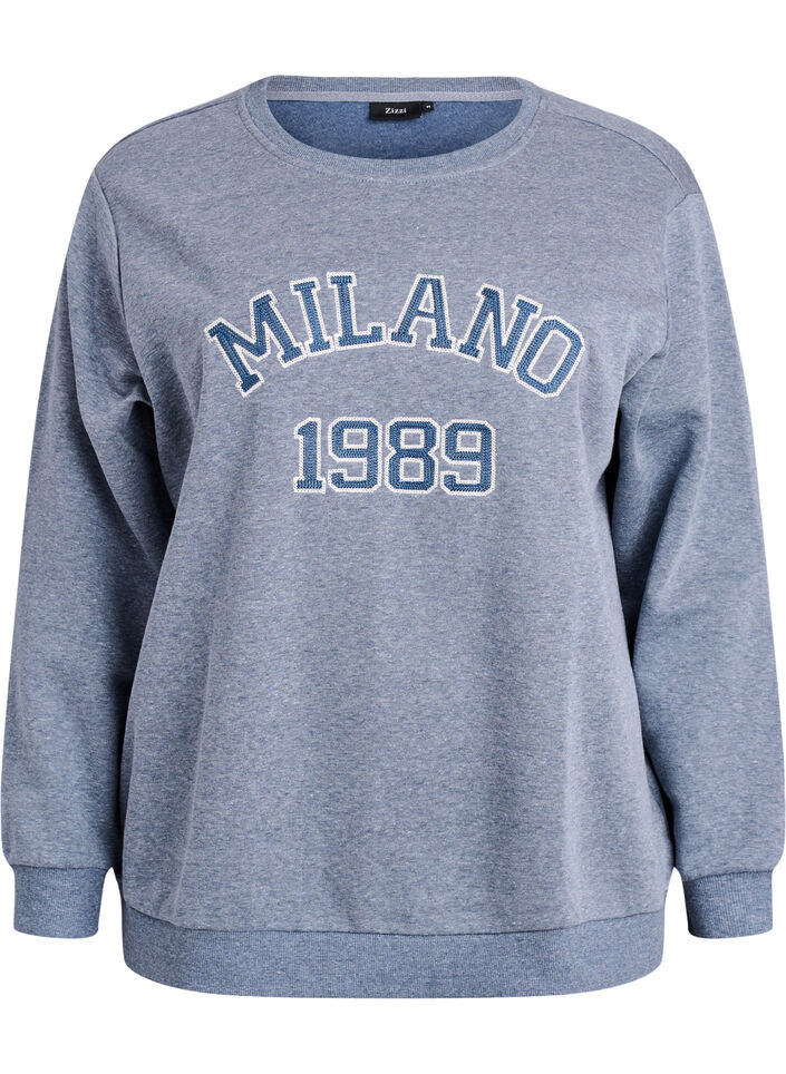 Sweatshirt med broderet Milano-motiv, Grå, Packshot image number 0