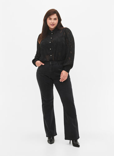 Ellen bootcut jeans med høj talje, Grey Denim, Model image number 0