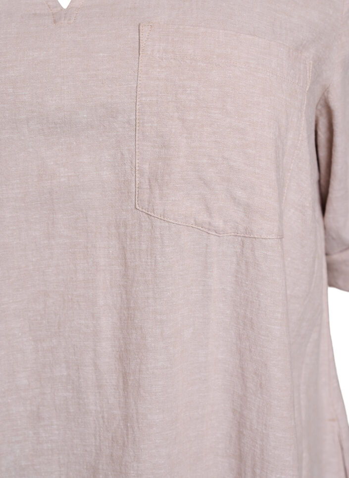 Tunika i h&oslash;r og viskose med A-facon, Beige, Packshot image number 2