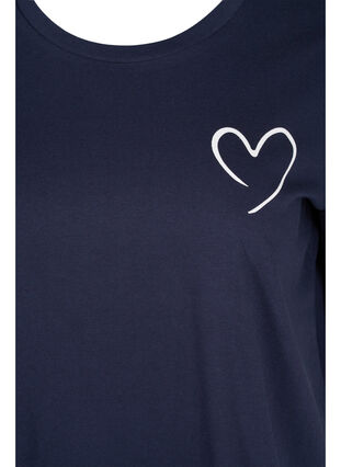 Kortærmet nat t-shirt i bomuld, Navy Blazer w. Heart, Packshot image number 2