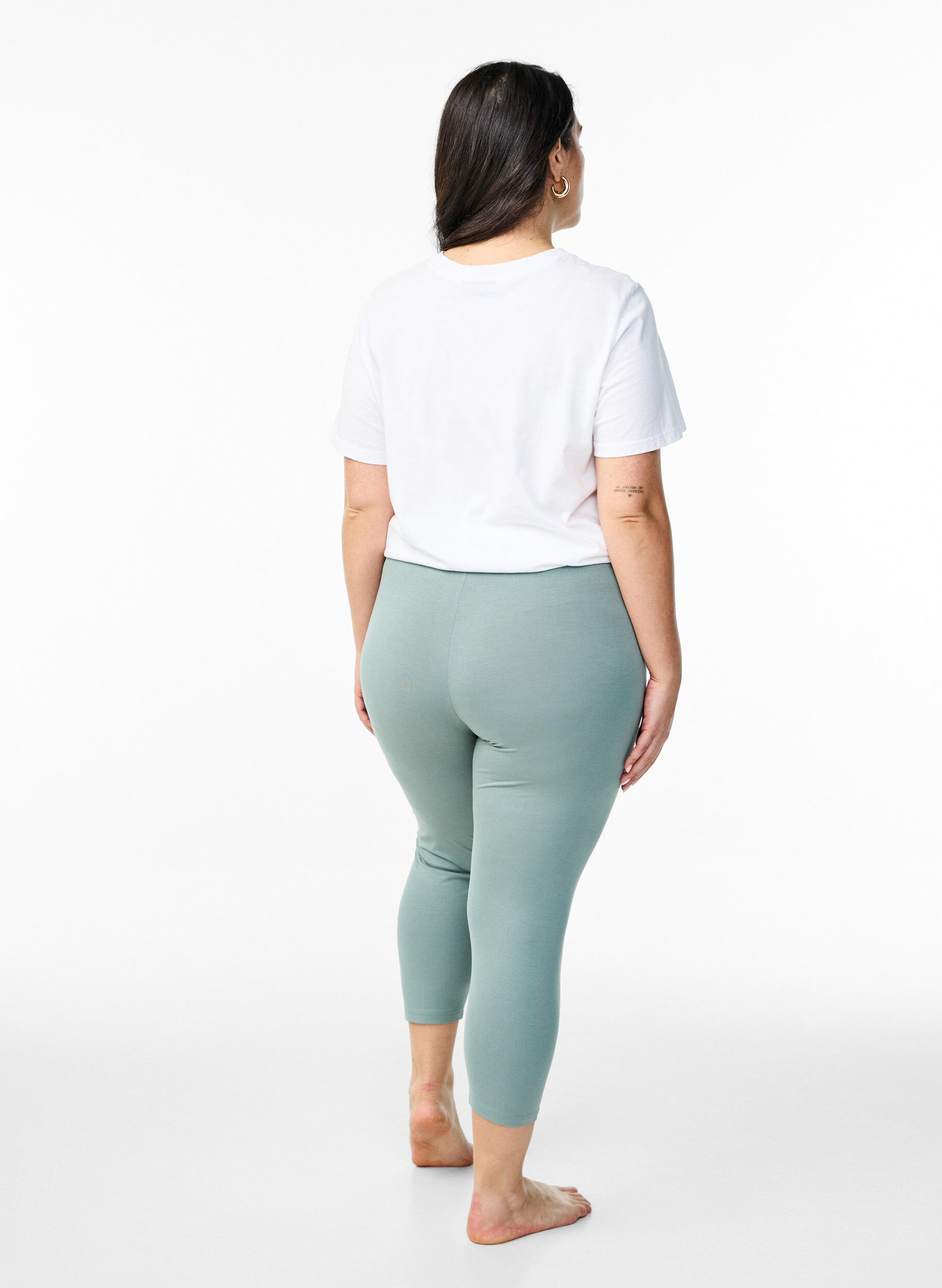 Zizzi Basis 3/4 leggings i viskose , Gr&oslash;n, Model image number 2