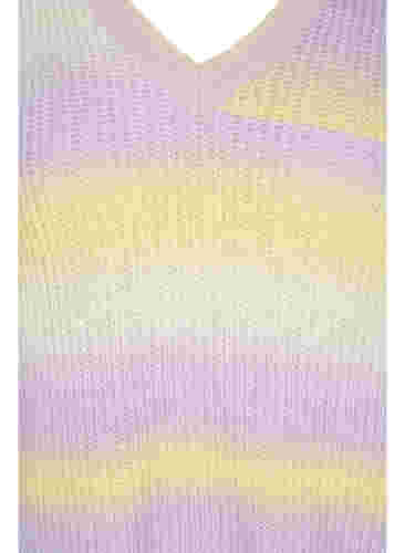 Stribet strikbluse med v-hals, Lavender Comb., Packshot image number 2