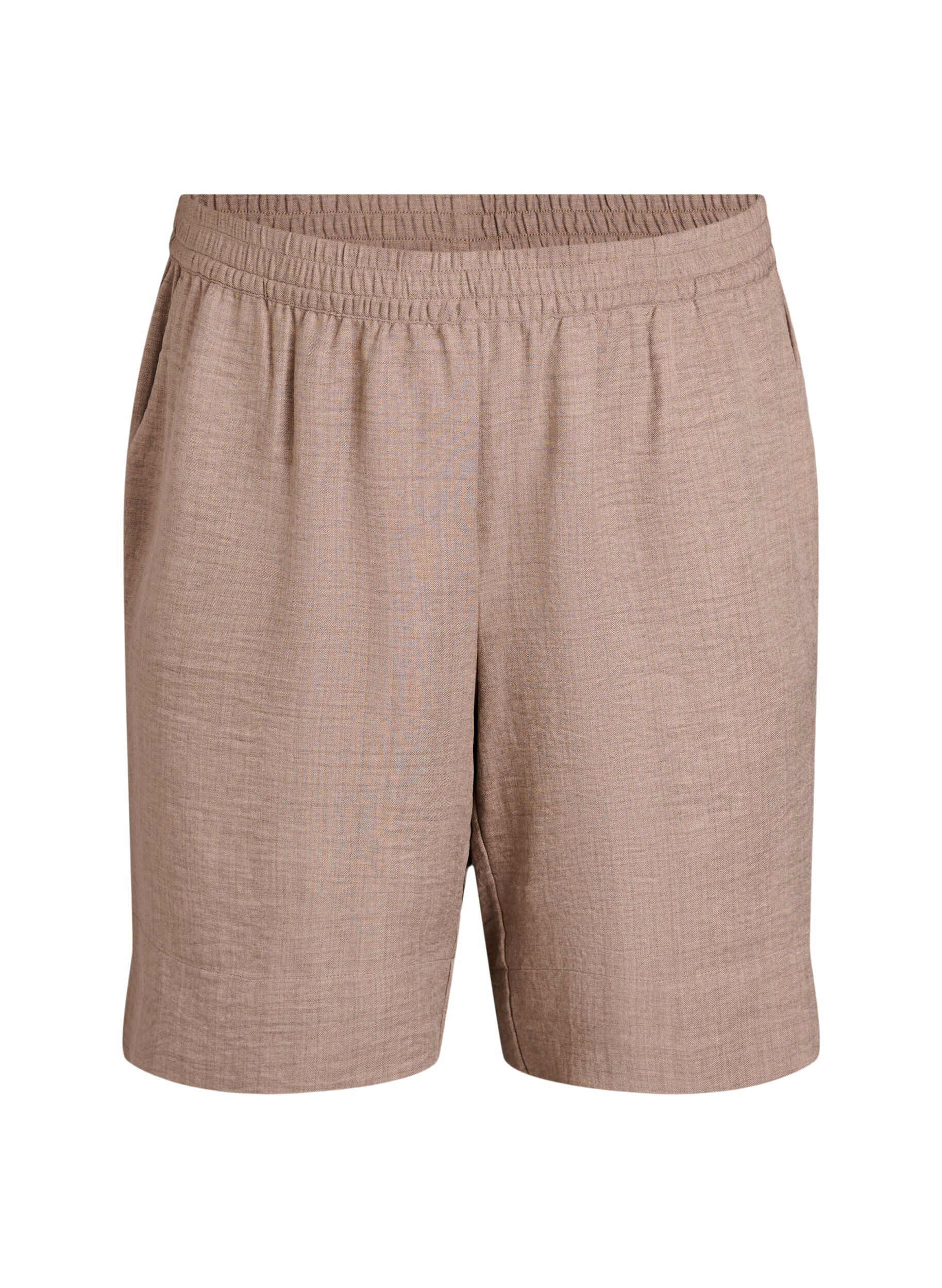 ZizziShorts med lommer og h&oslash;j talje, Brun, Packshot image number 0