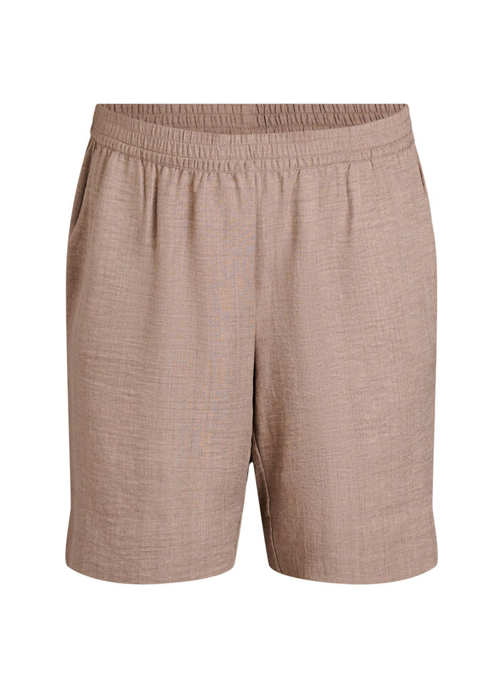 Shorts med lommer og h&oslash;j talje, Brun, Packshot image number 0